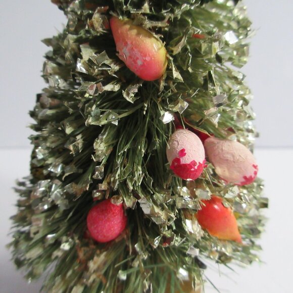 Red & Green Bottle Brush Flocked Christmas Tree 7" Delta Novelty Japan Vintage - Picture 11 of 16